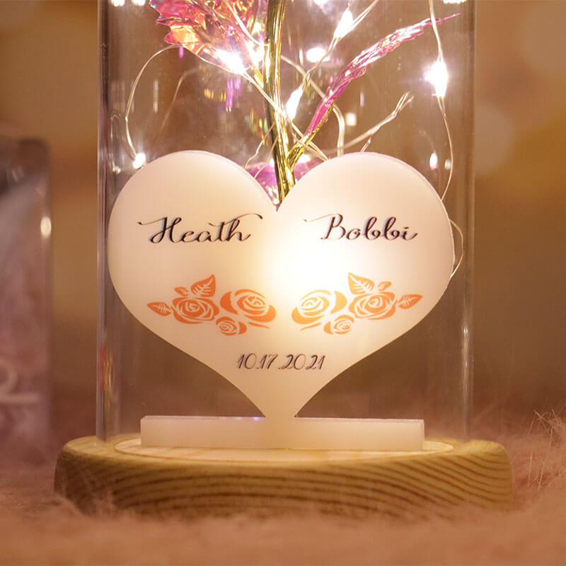 Luce puzzle cuore rosa con foto personalizzata