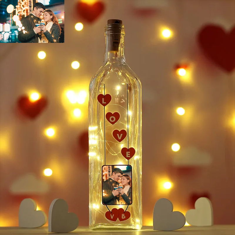 Lampada personalizzata per bottiglia di vino d'amore per San Valentino